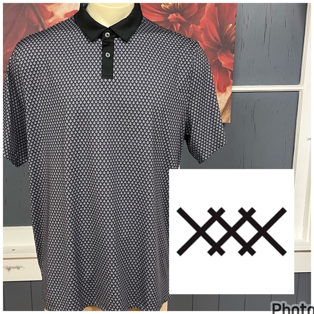 Rhone‎ Polo Golf Shirt Mens XXL Loose Fit Performance Gray/Black